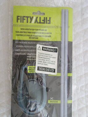 New Sealed FIFTY FIFTY Wide-Mouth Flip-Top Straw Lid (w/ 2 straws)
